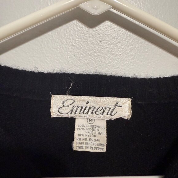 Eminent Womens Black Sweater With Red Yellow Floral Embroidery Wool Blend Medium - Picture 4 of 6